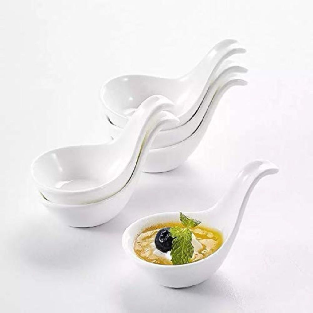 Porcelain Dipping Ceramic Serving Spoons Appetizers Small Set of 8
